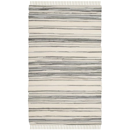 Safavieh Rag Rug Accent Area Rug, Ivory and Grey - 2 ft.-6 in. x 4 ft. RAR126A-24